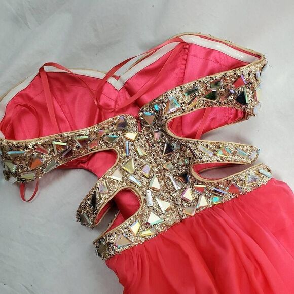 La Femme Size 2 Embellished Cut Out Dress - Picture 9 of 11